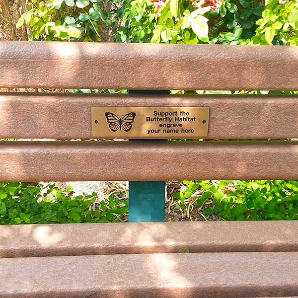 Bronze Garden bench plaque with sample text